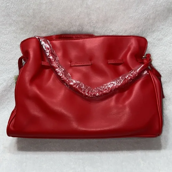 Red and gold badgly Mishka bumpling Handbag - Picture 2 of 14